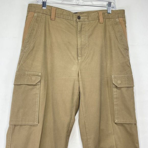 Tasso Elba Mens Pants Cargo 34x30 Cotton Flat Front Tan color - Picture 1 of 16